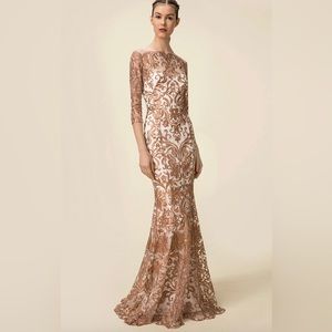 Marchesa Notte Embroidered Ivory Gown
